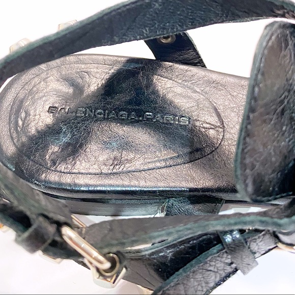 Balenciaga Black Arena Studded Sandals - 37.5 - Picture 7 of 9